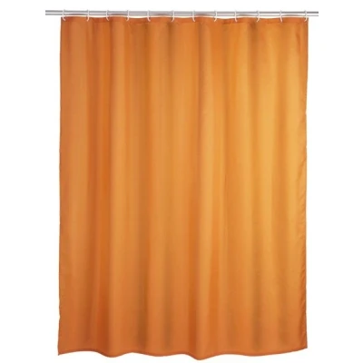 Imagen de WENKO cortina de ducha antimoho naranja, textil con efecto para el cuarto baño, lavable, hidrófuga, anillas fijar a la barra ducha, 180 x 200 cm
