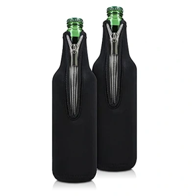 Imagen de kwmobile Set de 2 fundas enfriadoras botellas Para botella 330 500ml Mantén tu fría En negro
