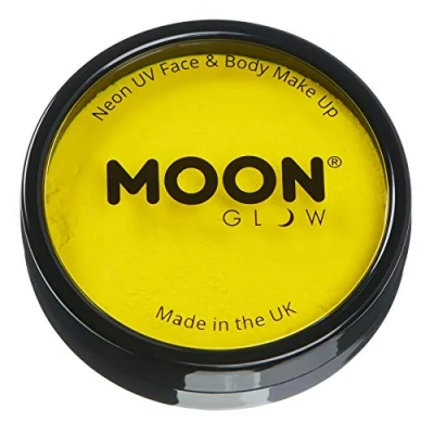 Imagen de Moon Glow Tarros de pintura para rostro y cuerpo UV neón intenso Pro, maquillaje profesional facial a base agua adultos niños, 36g Amarillo