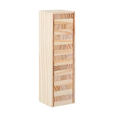 Imagen de relaxdays Juego Torre de Madera, 54 Bloques Apilables, para Niños y Adultos, Juguete Habilidad Divertido, Marrón, Color (10022792)