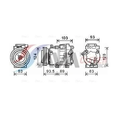 Imagen de AVA COOLING SYSTEMS HYAK238 compresor de Aire Acondicionado VS18 12V R134a con aceite PAG, acoplamiento magnético, sin diodo