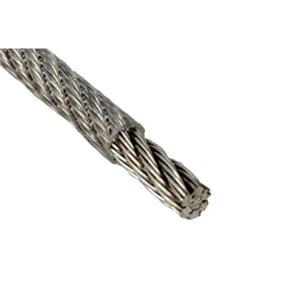 Imagen de Nirosta Cable de alambre 3/4 mm, 20 m, acero inoxidable, 7 x 7, recubierto PVC transparente, EN 1.4401 dureza media A4