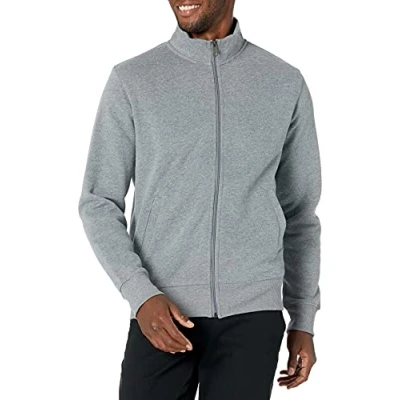 Imagen de Amazon Essentials Sudadera de Forro Polar con Cuello Perkins y Cremallera Completa Hombre, Gris Claro Mezcla, XXL
