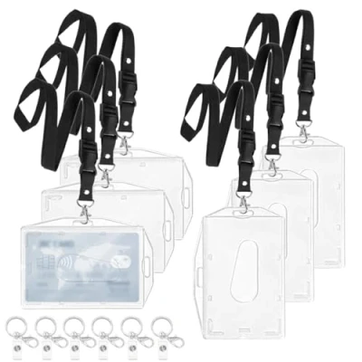Imagen de Porta Badge titulares, Ideal para Tarjetas de Proximidad, Crédito y Documentos Identificación,Tarjeta tráfico (6 Pcs Lanyard)