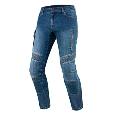 Imagen de REBELHORN Vandal Pantalones Vaqueros de Moto Hombre Forro Fibra Aramida Protectores Rodilla y Cadera SAS Tec Bolsillo Protector Coxis 2 Canales Ventilación Tapered Fit