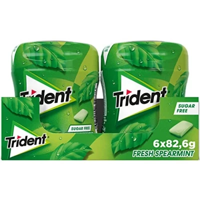 Imagen de Trident Fresh Bottle Hierbabuena Chicles sin Azúcar con Sabor a 6 Botes de 82,6 g
