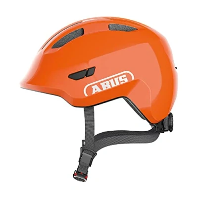 Imagen de ABUS casco infantil Smiley 3.0 de bicicleta con ajuste bajo, diseños adaptados a los niños y espacio para una coleta niñas naranja brillante, talla M