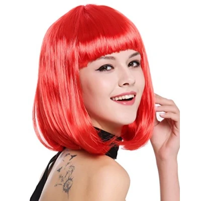 Imagen de WIG ME UP 0073 3 PC13 Peluca Mujer Carnaval Halloween Disco Party Corto Longbob Bob Flequillo Rojo