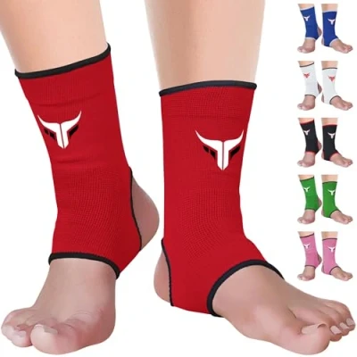 Imagen de Mytra Fusion Soporte de tobillo transpirable MMA, Muay Thai, Gimnasio, Vendaje lucha boxeo (Red, L/XL)