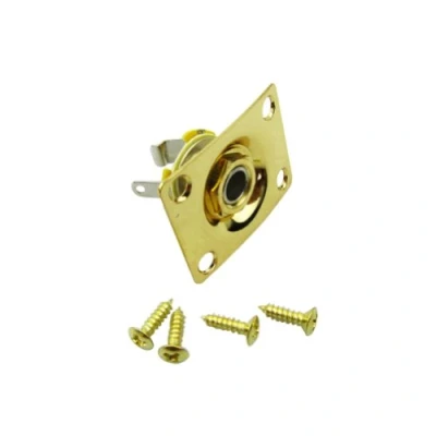 Imagen de Musiclily 6,35mm Rectángulo Placa Jack de Guitarra Entrada Salida Plate Socket para Eléctrica Les Paul, Dorado