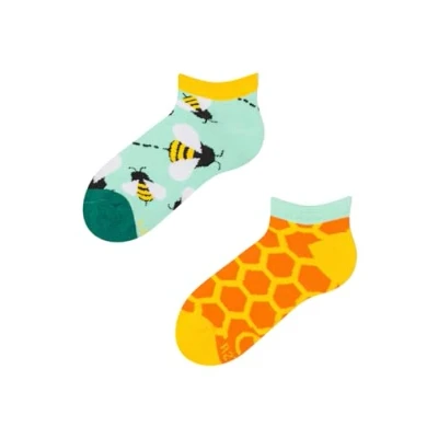 Imagen de Dedoles Calcetines Unisex Hombre Mujer y Niños Algodón muchos diseños divertidos Fútbol Bicicleta diferente izquierda derecha, color: Multicolor, diseño: Pequeñas abejas (tobilleros), tamaño: 31 34