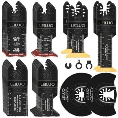 Imagen de LEILUO 29Pcs Multitool Blade Kits para Madera Clavos Corte Oscilante Sierra Cuchillas Universal Herramienta con Bolsa de Almacenamiento Compatible DeWalt Makita y Más