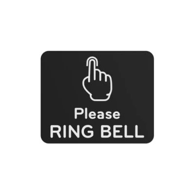 Imagen de Pegatina adhesiva para puerta o aviso de puerta, grabado con símbolo icono universal y texto (tamaño 12 cm x 10 cm) (negro) base en el Reino Unido.