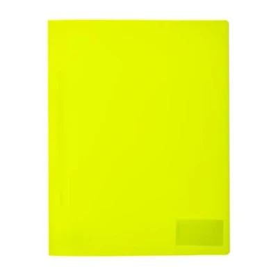 Imagen de HERMA 19636 carpeta archivadora, A4, color amarillo neón translúcido, juego de 3, plástico resistente, transparente con placa nombre y bolsillo, grapadora para niños, niñas