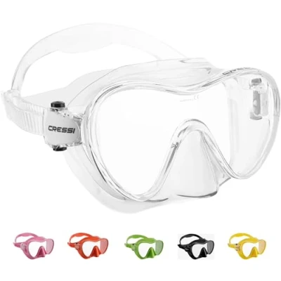 Imagen de CRESSI F1 Mask Clear Máscara Monocristal Tecnologia Frameless para Buceo y Snorkel, Transparente, Talla Única, Unisex