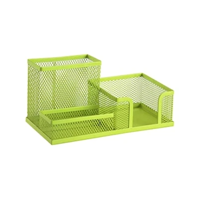 Imagen de Leviatan Desk Organiser Office Tray with Pen Holder and Memo Metal Mesh 205 x 103 98 mm Lime