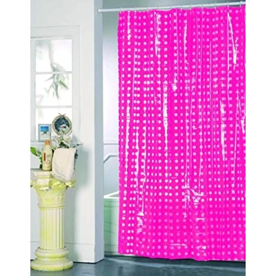 Imagen de MSV, Tenda da doccia, PVC, Rivestimento antibatterico, 100% vinile, Anelli inclusi, antibatterico e idrorepellente, lavabile a 40, Made in Europe, Fucsia, 180 x 200 cm