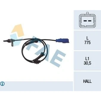 Imagen de FAE 78013 Sensor de ABS Eje trasero Hall 2 775 CITROËN: C2 Hatchback, C3 I Hatchback