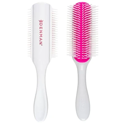 Imagen de Denman Cepillo de pelo rizado D4 (flor cerezo) peinado 9 filas para peinar, alisar el cabello más largo y definir rizos, mujeres hombres
