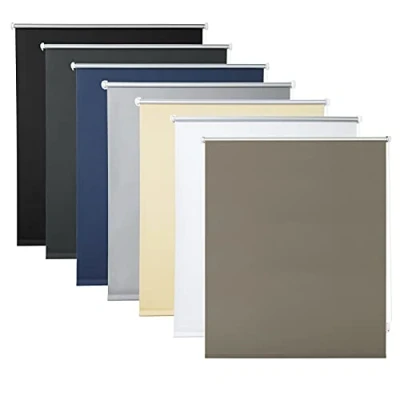Imagen de WOLTU Estor Enrollable Opaco sin Taladrar 90x160 cm Taupe, Persiana Blackout Termico para Puertas y Ventanas con Cadena, Instalación Pinzas, Protección Visual