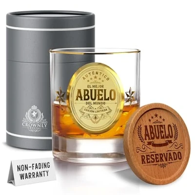 Imagen de CROWNLY CRYSTAL® Regalo Abuelo Vaso Whisky Regalos Personalizados Cumpleaños Originales Vasos Para Hombre Aniversario