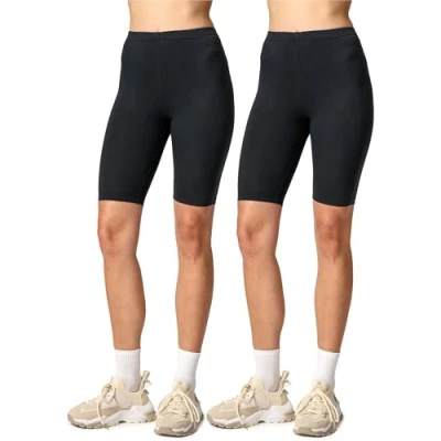 Imagen de Merry Style Lote de 2 Leggins Cortos Mallas Deportivas Mujer Shorts Pantalones para Verano Mujeres MS10 145 (Negro/Negro, XXL)
