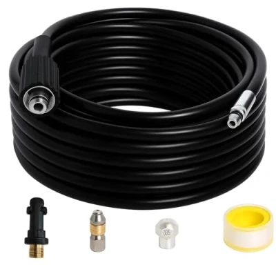 Imagen de Kit de Manguera para Limpieza Tuberías 20M,Compatible con Karcher K2 K3 K4 K5 K6 K7 y LAVOR, Drenaje Lavadora a Presión Boquilla Chorro Rotatoria, 60 C