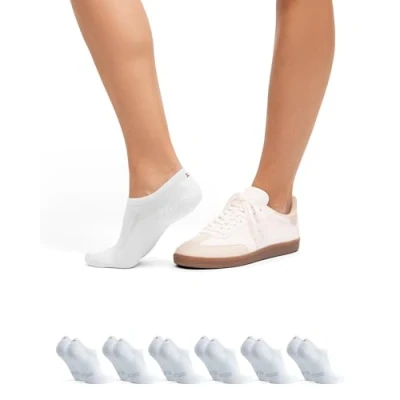 Imagen de DANISH ENDURANCE Pinkies en Algodón, Transpirables, Calcetines Invisibles Mujer y Hombre, 6 Pack Blanco 48 51