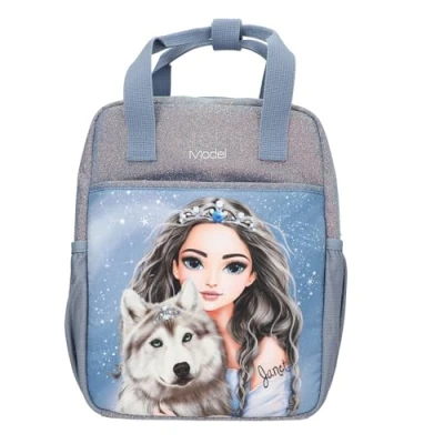 Imagen de Depesche 13154 TOPModel Wolf Mochila azul oscuro con motivo de modelo, estrellas y purpurina, correas ajustables