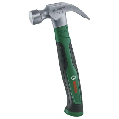 Imagen de Bosch Martillo garra 340 g / 12 oz (gran superficie de impacto; acero resistente con carbono; V; cómoda empuñadura ergonómica, núcleo fibra vidrio; baja vibración)