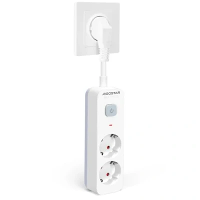 Imagen de Aigostar Regleta Enchufe, Alargador Enchufe de 2 Tomas, Multiple con Interruptor, Blanco