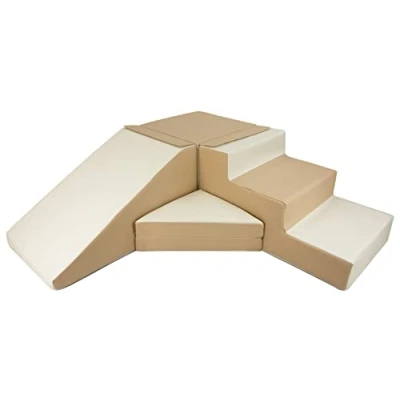 Imagen de Velinda Conjunto tobogán de 4 Bloques para Jugar niños jardín Infancia (Color: Blanco, Capuccino)