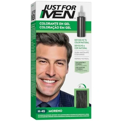 Imagen de Just For Men Colorante en Gel, Tinte Pelo Hombre, Cubre Solo Las Canas, Restaurando El Color Original Para Una Apariencia Natural, Castaño Oscuro, H45