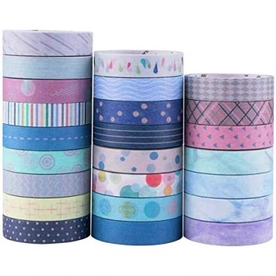 Imagen de YUBX Washi Tape, 24 rollos de cinta adhesiva decorativa para manualidades, diarios, tarjetas, bocetos