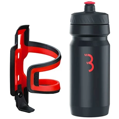 Imagen de BBB Bicicleta DualAttack Comptank Portabidón Ligero Botella de Agua para Ciclismo a Prueba Fugas, Unisex, Negro, Rojo, 550ml