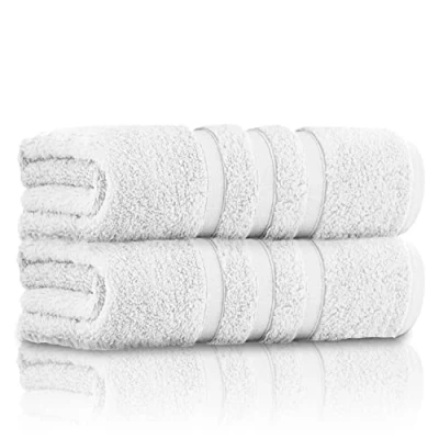 Imagen de GC GAVENO CAVAILIA Juego de 2 Toallas baño Ultra Suaves algodón Hilado en Anillo 550 g/m², Altamente absorbentes, Lavables, Color Blanco