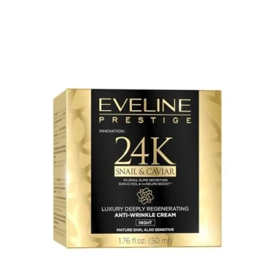 Imagen de Eveline Cosmetics Prestige 24k Crema facial de noche antiarrugas con caracol y caviar 50 ml