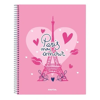 Imagen de Safta PARIS Cuaderno 120 Hojas, Tapas Duras, Ideal para Niños de Diferentes Edades, Cómodo y Versátil, Calidad Resistencia, 21.5x31 cm, Color Azul Marino/Rosa
