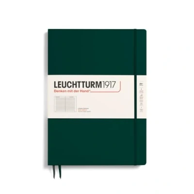 Imagen de LEUCHTTURM1917 370273 Libreta Master Slim (A4+) 225 x 315 mm, Tapa Dura, 123 páginas numeradas, Forest Green, Lineas