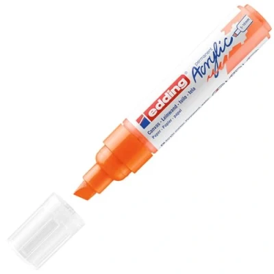Imagen de edding 5000 marcador acrílico de trazo grueso naranja neón 1 rotulador resistente al agua punta biselada ancha 5 10 mm pintura acrílica para lienzo, papel kraft, madera y piedra