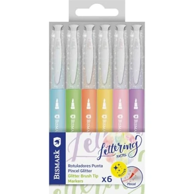 Imagen de Bismark Rotuladores glitter en punta pincel para lettering, colores pastel