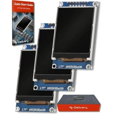 Imagen de AZDelivery 3 x 1,77 Pulgadas SPI TFT Display 128x160 Pixeles ST7735 2,7V 3,3V Compatible con Arduino y Raspberry Pi E Book Incluido!