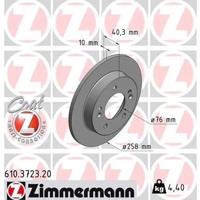 Imagen de ZIMMERMANN COAT Z 610.3723.20 Disco de freno 280 11 6/5 5 108 macizo revestido VOLVO: V40 Hatchback