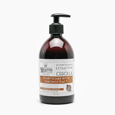 Imagen de Mi Rebotica Acondicionador Desenredante con Extracto de Cebolla Olor Cereza, Hidrata y Estimula el Crecimiento del Pelo, Vitamina E, Fortalecedor Cabello, Recomendable todos los Cabellos (500 ml)