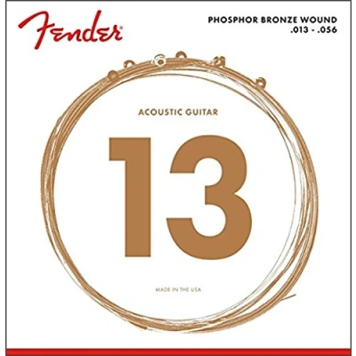 Imagen de Fender Cuerdas de guitarra acústica bronce fosforado, extremo bola, calibre 60 m .013 .056, (6)