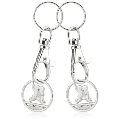 Imagen de Robin Goods® 2X Llavero Signo del Zodiaco Géminis Chip Carrito de la Compra, Colgante para el Compra con extraíble, mosquetón y (Doble 2X)