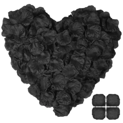 Imagen de Disnace 1200 Piezas Boda Pétalos de Rosa Artificiales, Seda Reutilizable, Petalos Flores para día San Valentín Decoración Bodas, Cumpleaños, Ambiente Romántico(Negro)