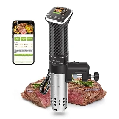 Imagen de KitchenBoss Wi Fi Sous Vide cocina Precisión: roner baja Temperatura 1100W a Prueba de Agua IPX7, Pantalla TFT táctil Control Precisión