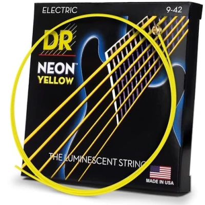 Imagen de DR String NYE 9 Neon Yellow Juego Cuerdas Eléctrica