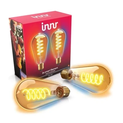 Imagen de innr Bombilla Inteligente E27, Zigbee, Funciona con Hue* y Alexa (requiere puente), Edison Filament, Luz LED Blanca Cálida a Fría, Bombillas Regulables, Lampara, 620 Lúmenes Lote de 2